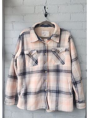 Soho Threads XXL Plaid Sherpa-Lined Button-Up Jacket